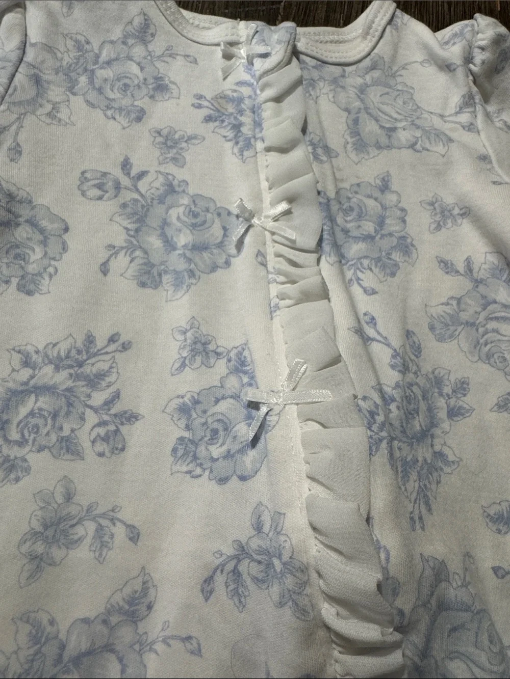 Little Me 9M Blue Floral Footed Sleeper with Matching Headband Set